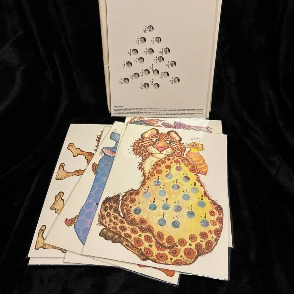Vintage 1982 Current Arithmetic Animals Math Cards Addition Subtraction 8 Cards